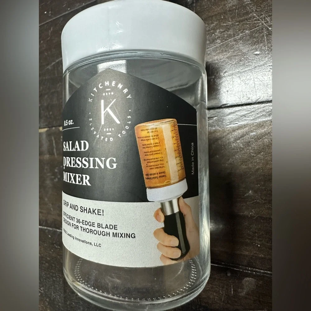 NEW Glass Salad Dressing Bottle: Premium Salad Dressing Shaker with Mixer Insert